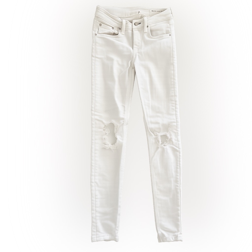Rag & Bone White Distressed Skinny Jeans